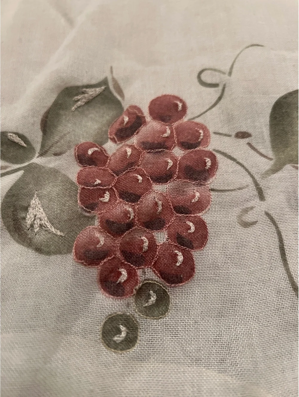Lot of 2 vintage linen Grape Vine curtains